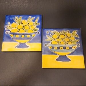Colorful Ceramic Fruit Tiles Set  of 2